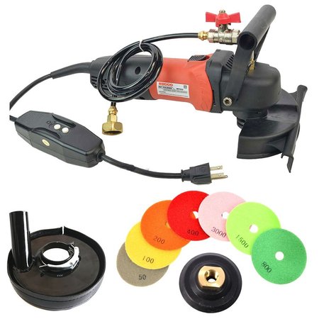 HARDIN WP800 4 Inch Var Speed Polisher, Dust Shroud and 8 pc 4 Inch Diamond Polishing Pad Set WVDPOLSET